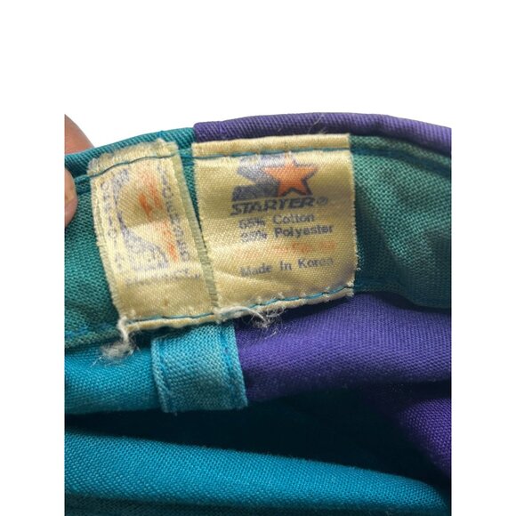 Vintage Charlotte Hornets Cap Two-Tone Teal Purple Embroidered Logo Starter Snap - Picture 4 of 4